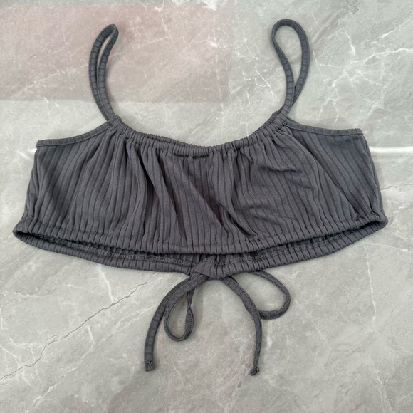 Women’s Collusion Bandeau Crop Top Spaghetti Strap Tie Front Size 6 - Picture 7 of 13